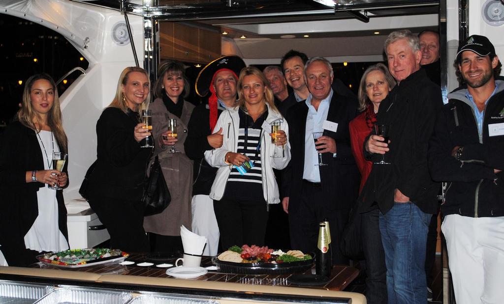 BSA’s Andy Young (in pirate hat) celebrates with his syndicate owners during the Sydney International Boat Show.  - Sydney International Boat Show © Imprint Media